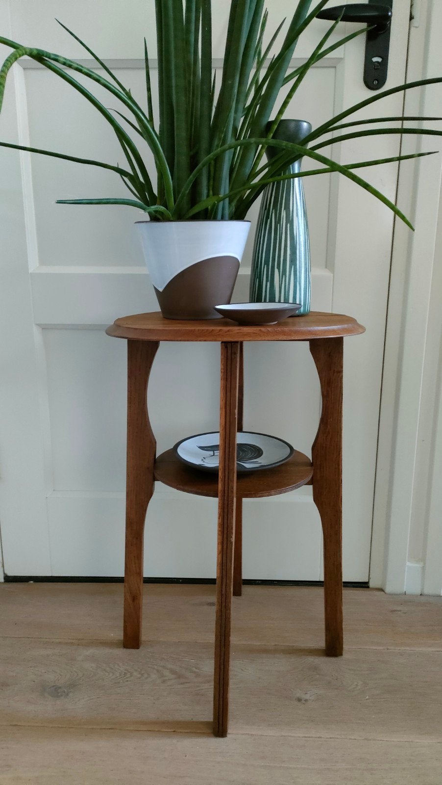 art deco plantentafeltje eiken tafeltje antiek bijzettafel, Huis en Inrichting, Ophalen, Gebruikt