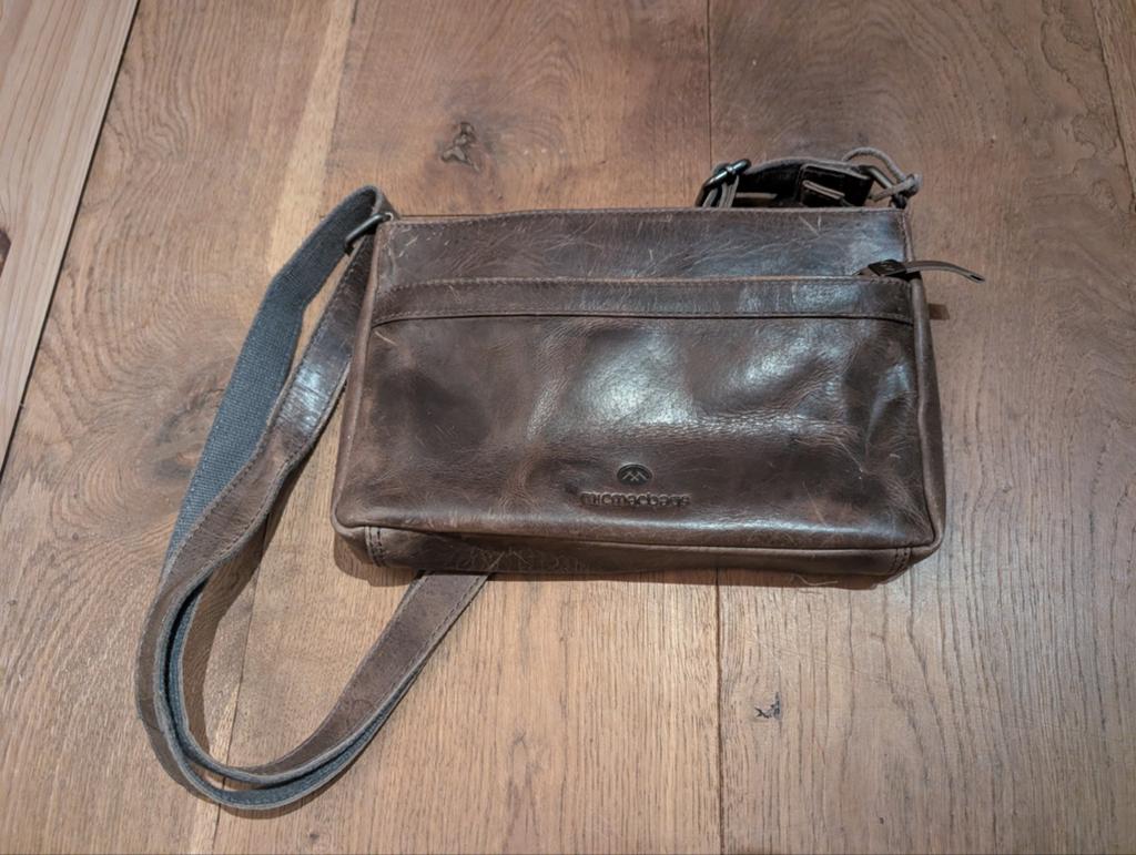 Micmacbags Bruine Leren Schoudertas / Handtas - ZGAN, Sieraden, Tassen en Uiterlijk, Tassen | Schoudertassen, Overige merken, Bruin