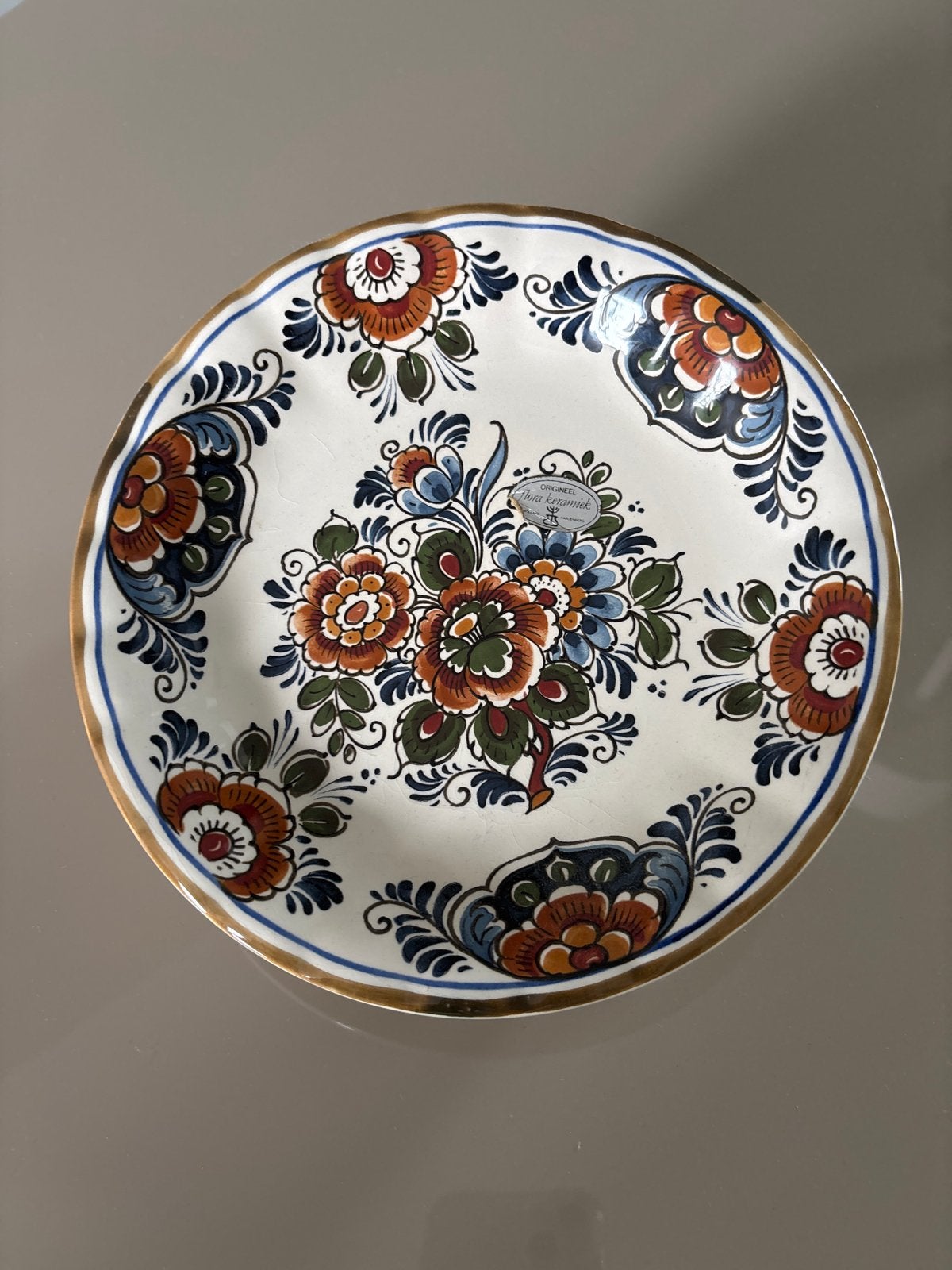 Delfts Polychroom Handwerk Sierbord - Bloemenmotief, Ophalen of Verzenden