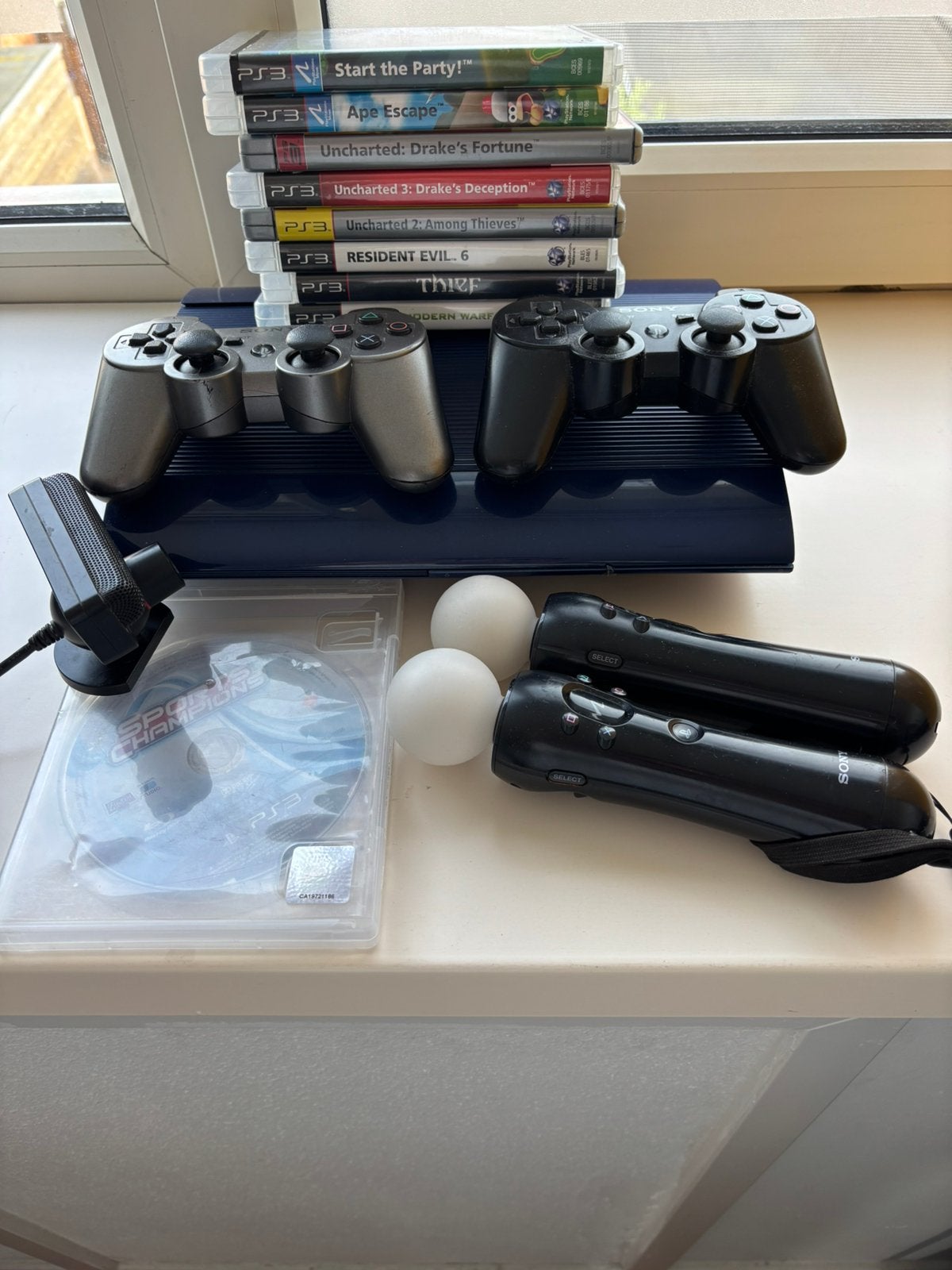 Playstation 3 Blauw, Super Slim, Met 2 controllers, Ophalen of Verzenden, 12 GB
