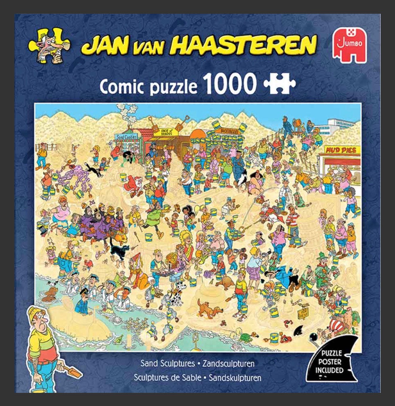 Jan van Haasteren puzzel Zandsculpturen, 1000 stukjes, Ophalen, 500 t/m 1500 stukjes, Zo goed als nieuw