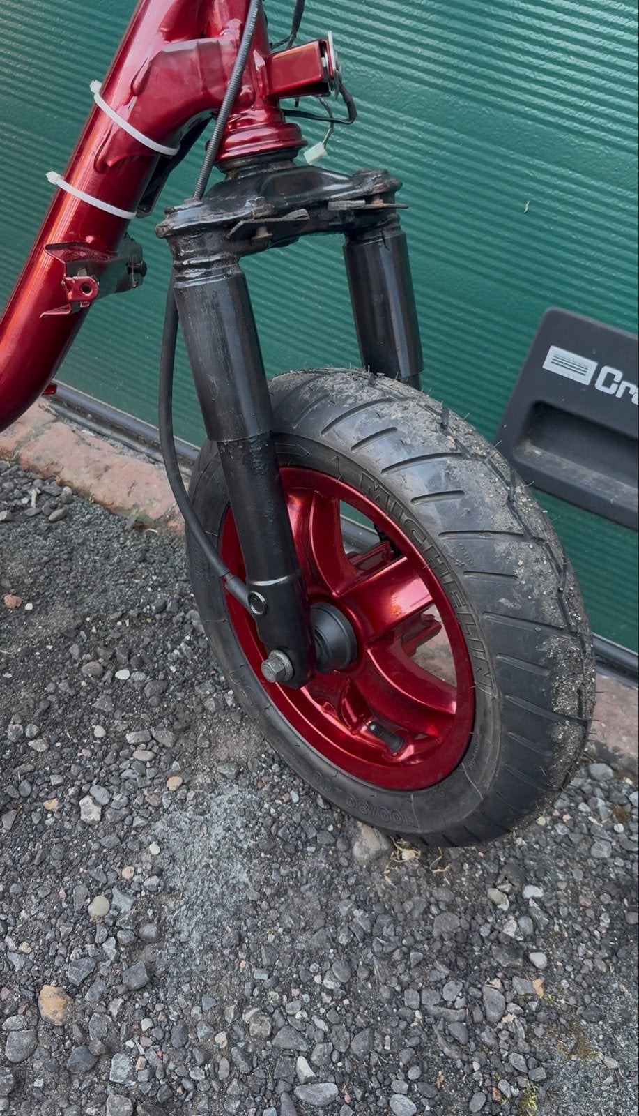Zip voorvork met candy red velgenset en nieuwe banden, Fietsen en Brommers, Brommeronderdelen | Scooters, Ophalen, Zo goed als nieuw