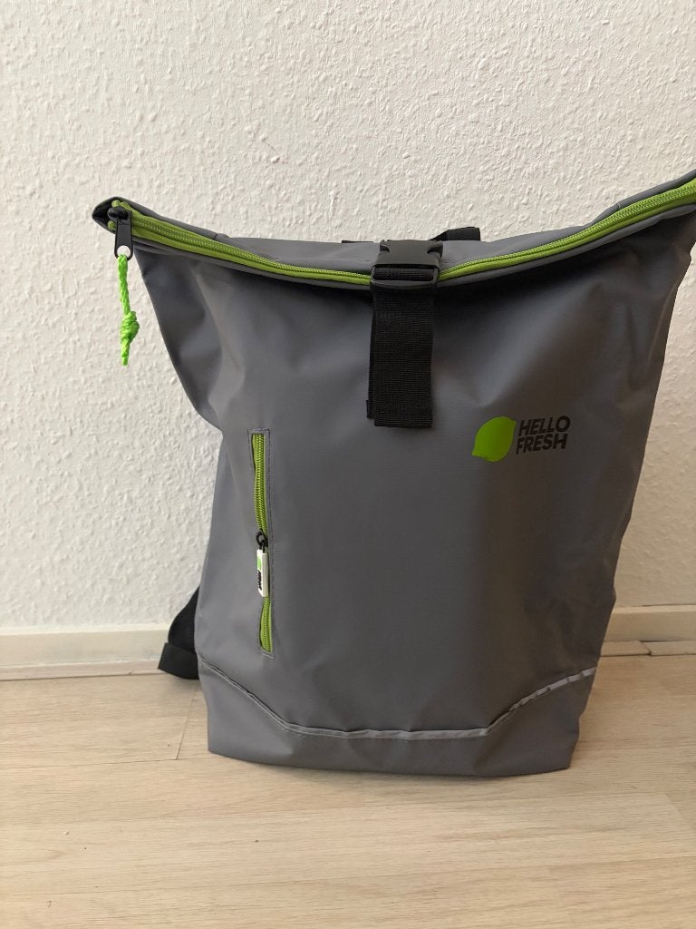 HelloFresh Rugzak - Grijs Groen, Waterdicht & Geïsoleerd, 40 cm of meer, Ophalen of Verzenden, Zo goed als nieuw, Waterdicht