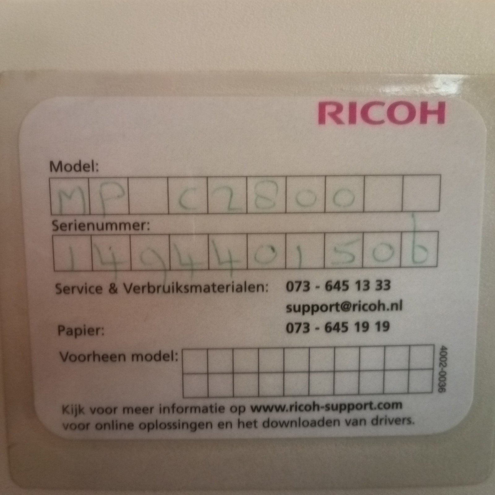 Ricoh MP C2800 All-in-one Printer/Kopieermachine, Computers en Software, Gebruikt, All-in-one, Ricoh, Laserprinter