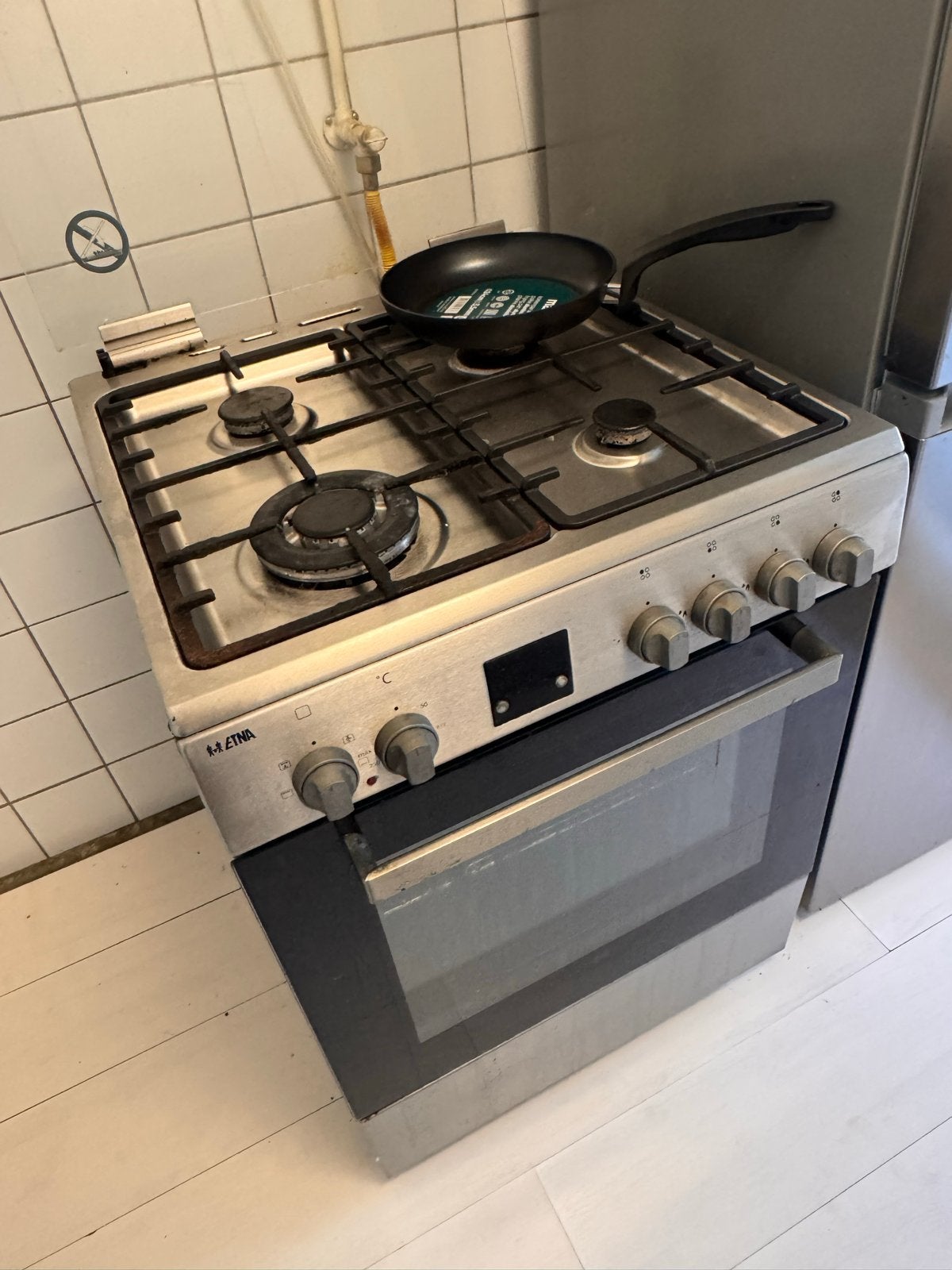 Etna FGV 460 RVS Gasfornuis & Elektrische Oven & Wokbrander, Ophalen, Gebruikt, 4 kookzones, Gas