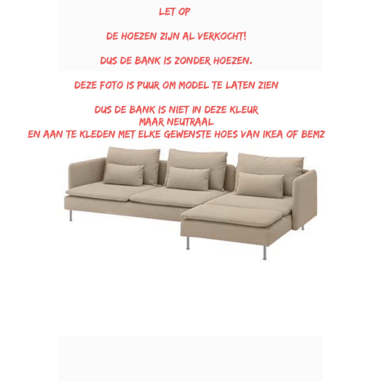 SODERHAMN 4-zits BANK MET CHAISE LONGUE, Ophalen, 250 tot 300 cm, Gebruikt, 75 tot 100 cm
