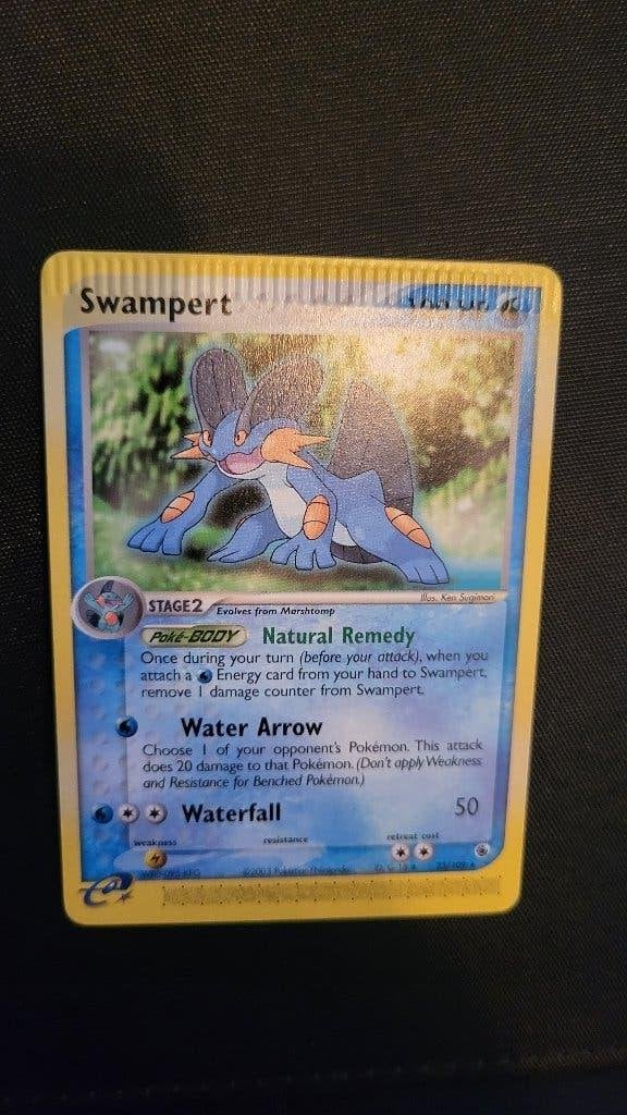 Swampert 23/109 EX Ruby S 2003 NM Crimp Error Misprint, Hobby en Vrije tijd, Verzamelkaartspellen | Pokémon, Ophalen of Verzenden