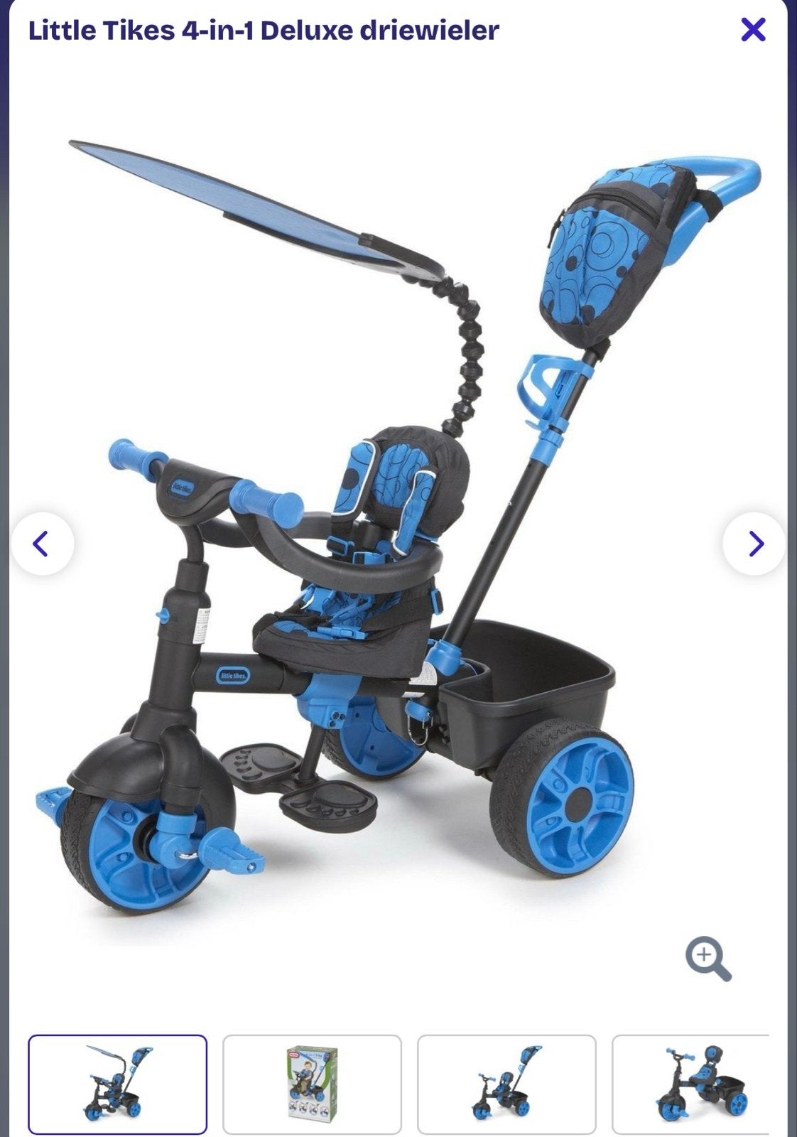 Little Tikes 4-in-1 Deluxe driewieler, Ophalen of Verzenden, Gebruikt, Terugtraprem, Duwstang