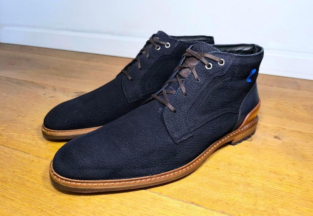 Floris van Bommel halfhoge herenschoenen maat 10,5 / 45, Ophalen, Blauw, Floris van Bommel, Zo goed als nieuw