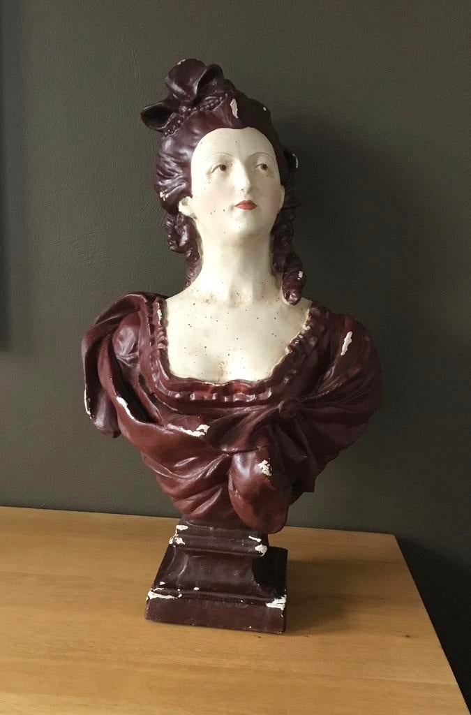 Brocant borstbeeld van Marie Antoinette op voet, Antiek en Kunst, Ophalen