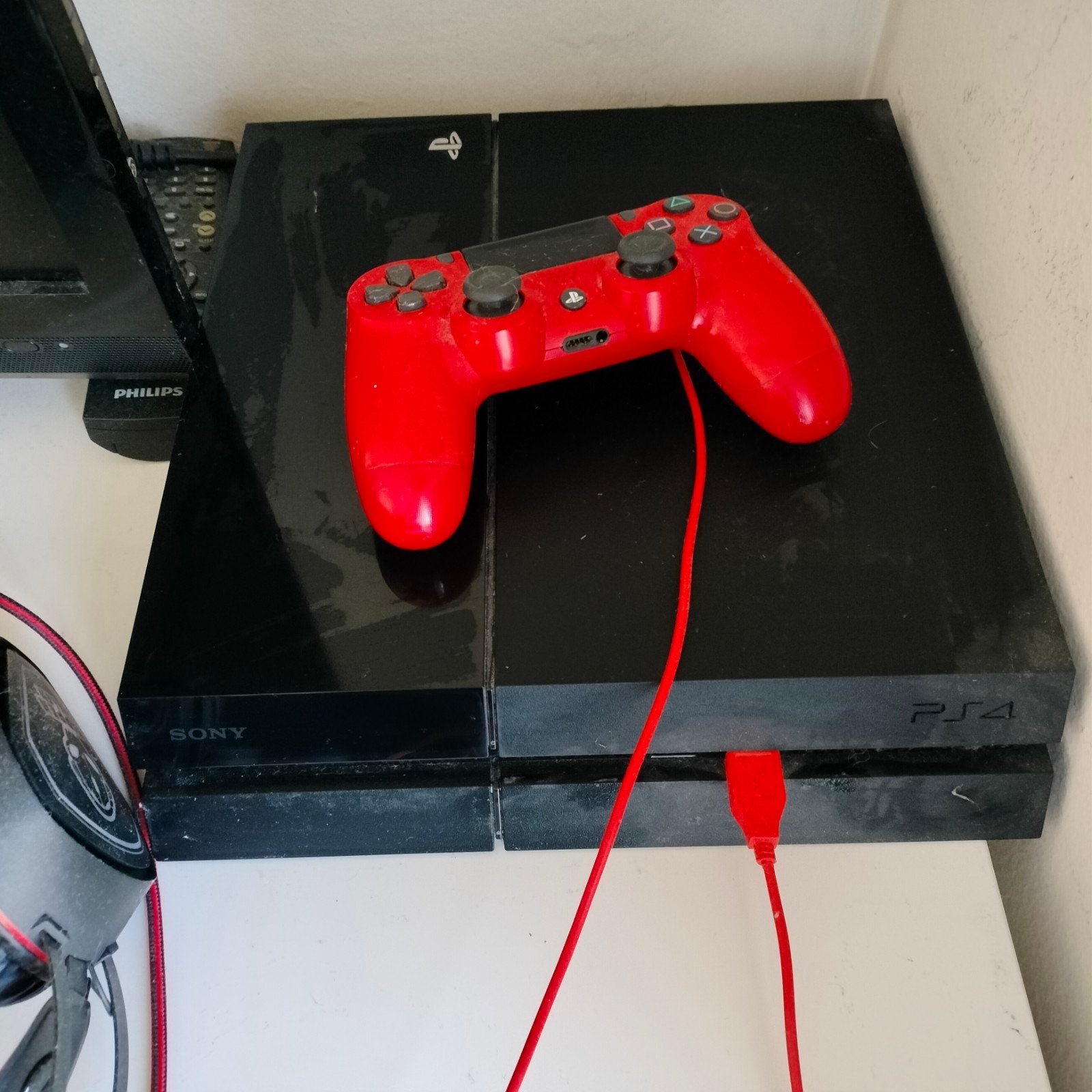 PlayStation 4 met rode controller, Spelcomputers en Games, Ophalen, Gebruikt, Met 1 controller, Original