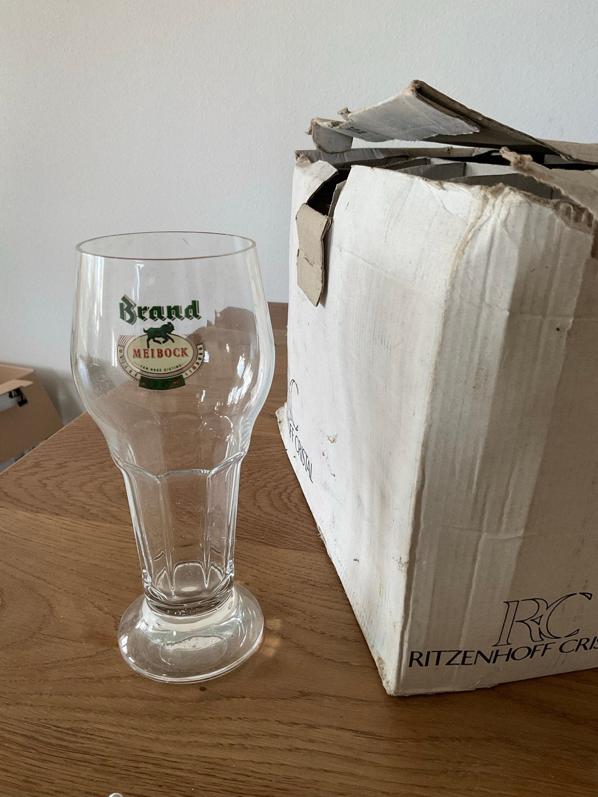 11 Brand Meibock bierglazen - Ritzenhoff Cristal, Ophalen of Verzenden, Zo goed als nieuw, Glas of Glazen, Brand