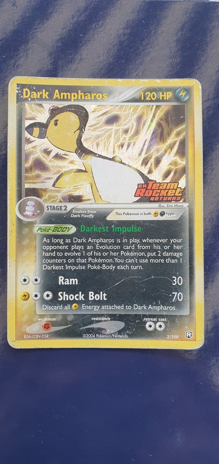 Dark Ampharos 2/109 ex team rocket  pokemon kaart, Ophalen of Verzenden, Gebruikt, Losse kaart