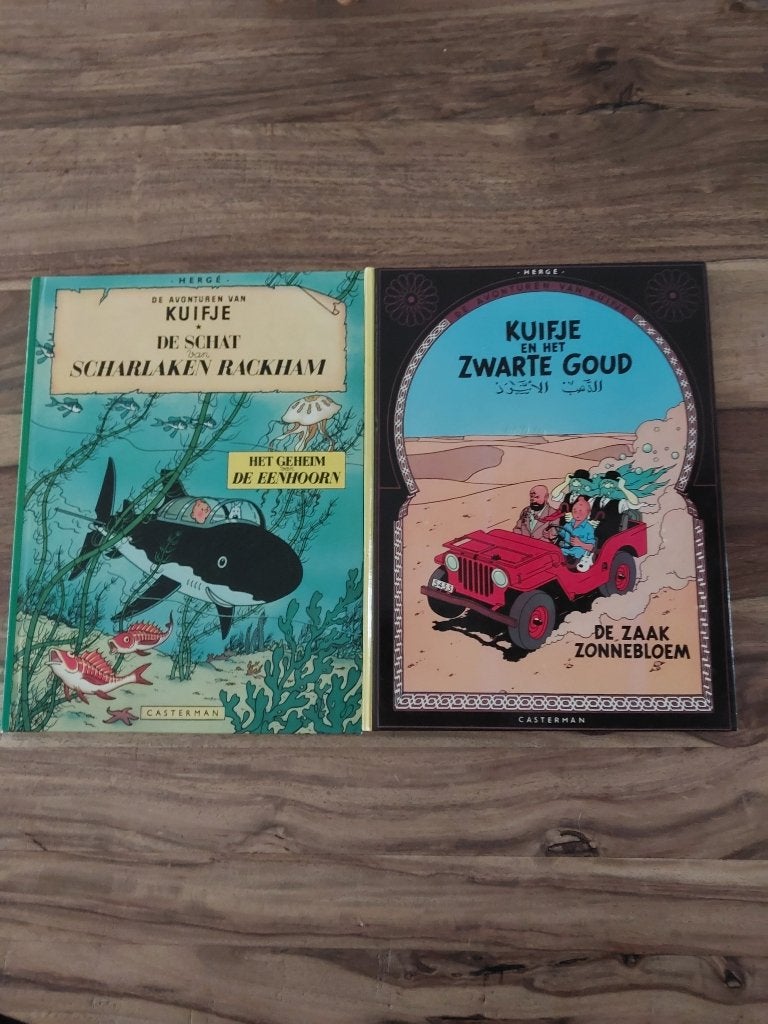 2 dubbelalbums Kuifje, Verzenden, Zo goed als nieuw, Meerdere stripboeken, Hergé