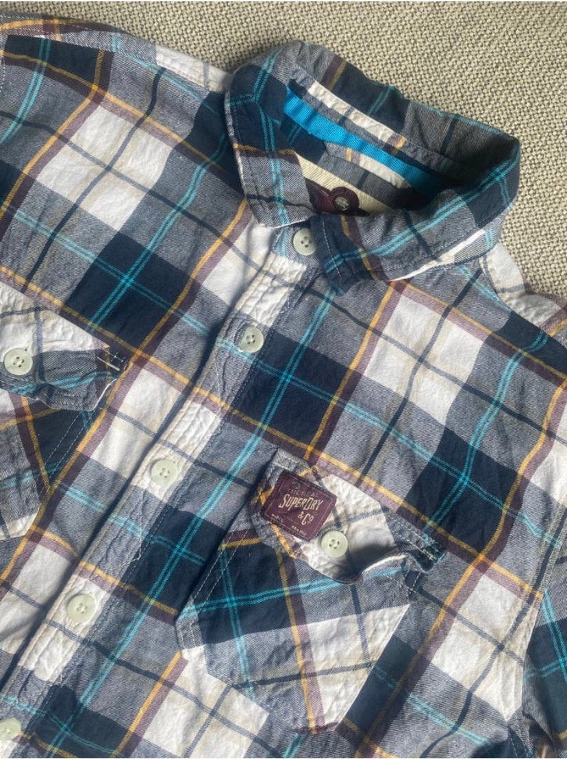 Superdry overhemd blouse maat L, Blauw, ., Ophalen of Verzenden, Zo goed als nieuw