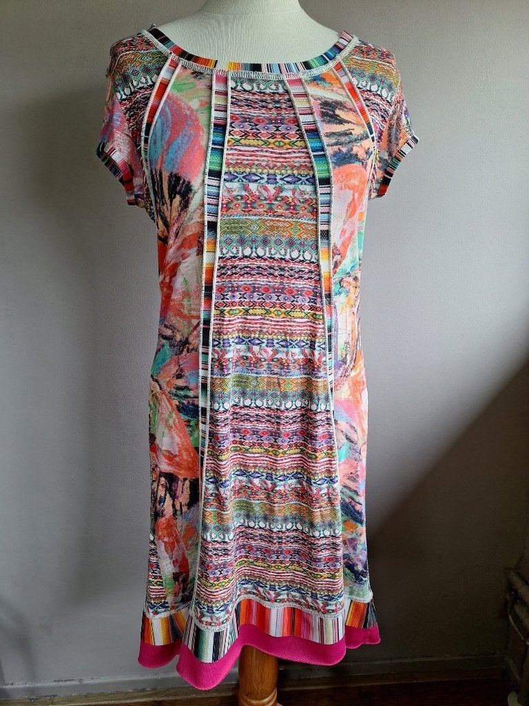 Nieuwe kleurrijke stretch jurk print van Olivier Philips, S, Kleding | Dames, Olivier Philips, Ophalen of Verzenden, Nieuw, Maat 36 (S)