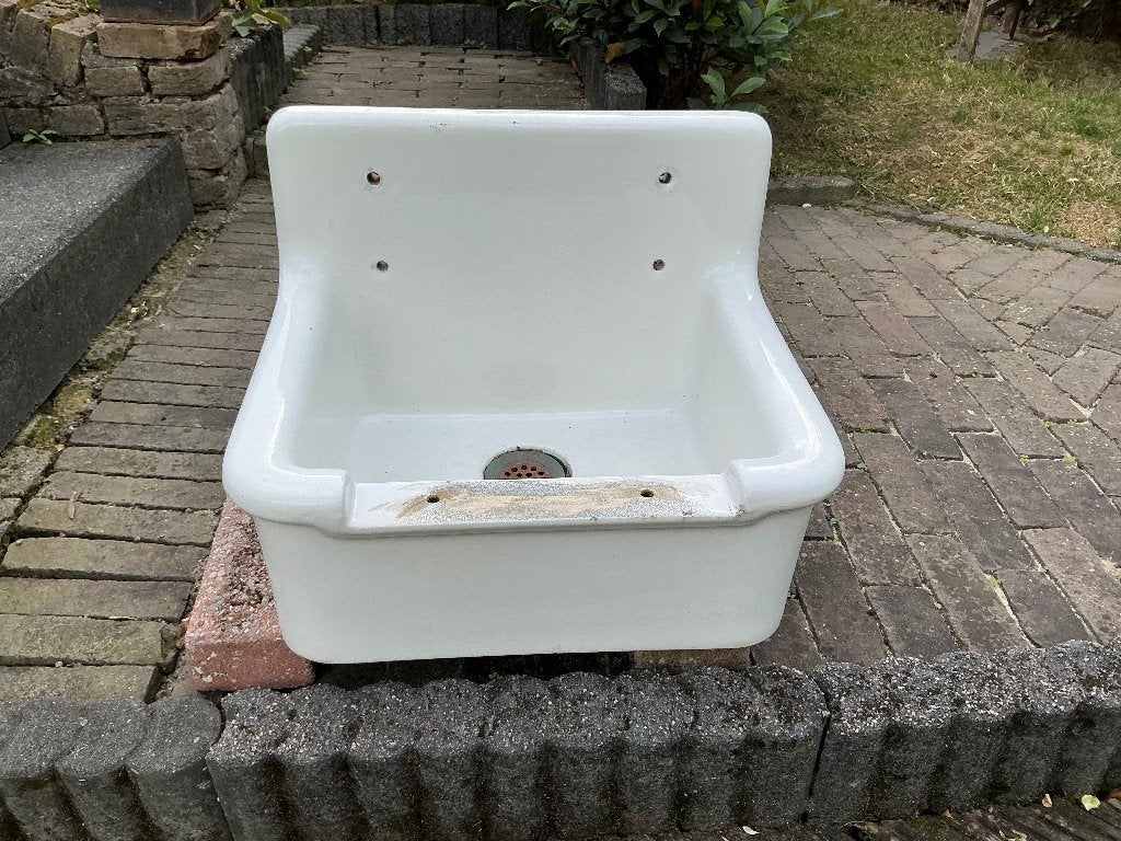 Oude wasbak keramiek, Doe-het-zelf en Verbouw, Sanitair, Ophalen, Gebruikt, Steen, Wastafel