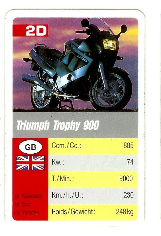 Kw1298 motorkaartje triumph trophy 900 (2d), Ophalen of Verzenden, Zo goed als nieuw, Auto's