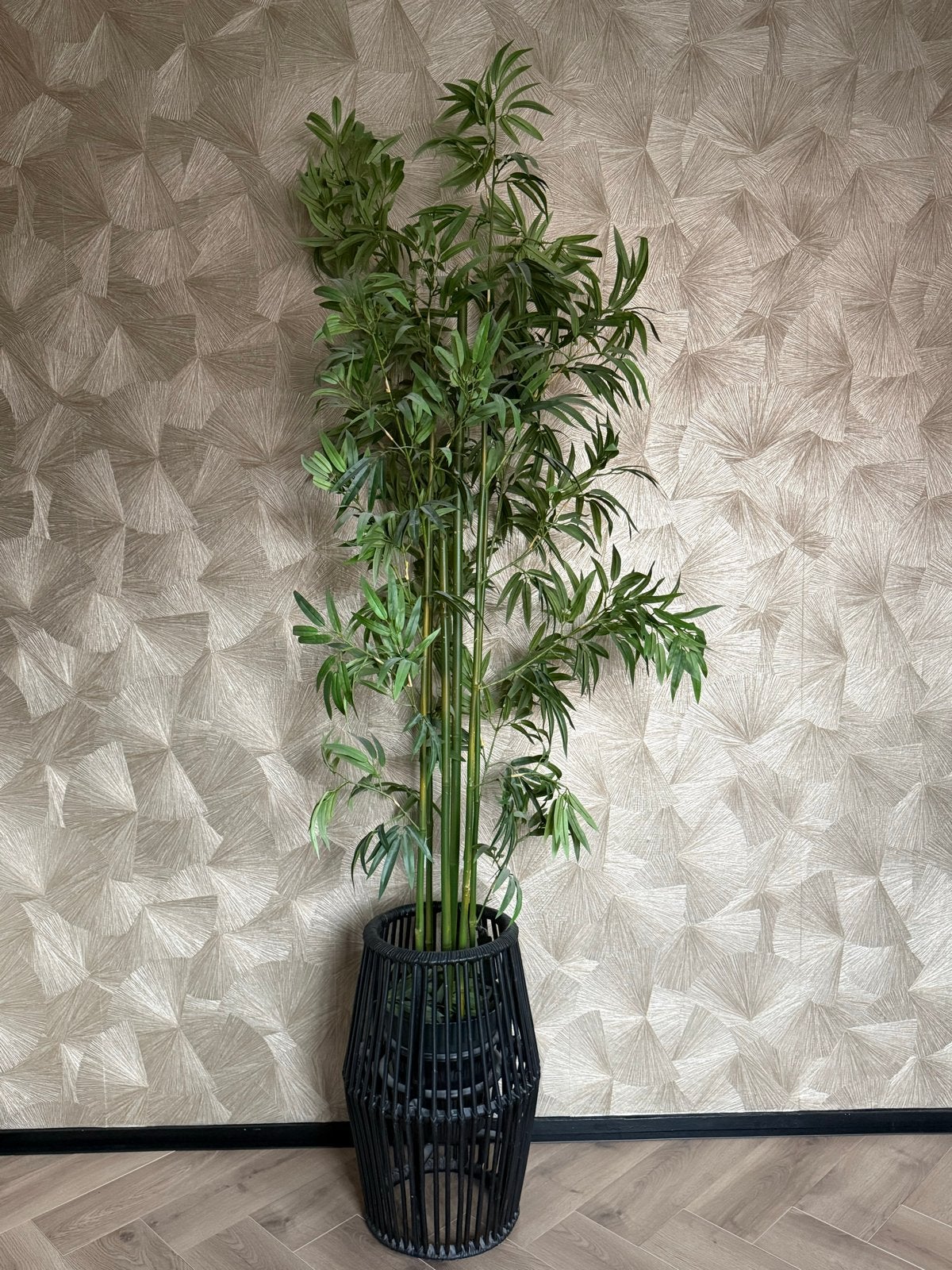 Grote kunstplant bamboe in zwarte pot, Riverdale, Ophalen, Binnen, Groen, Kunstplant