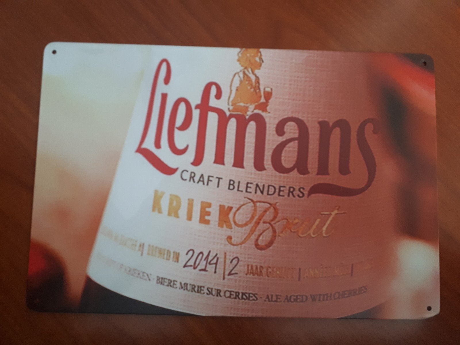 Liefmans 20x30 cm Metalen Reclamebord, Ophalen of Verzenden, Nieuw, Reclamebord, Plaat of Schild, Overige merken