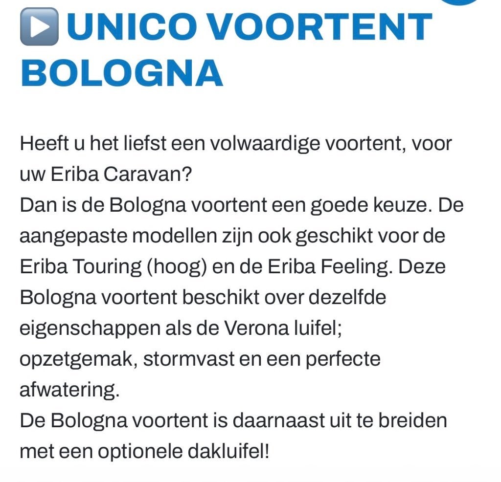 NIEUW!! Unico Bologna voortent en dakluifel, Ophalen, Nieuw, Thule