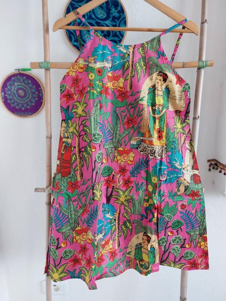 Vrolijke zomerjurkjes, laten maken in India, India, Overige kleuren, Verzenden, Maat 42/44 (L)