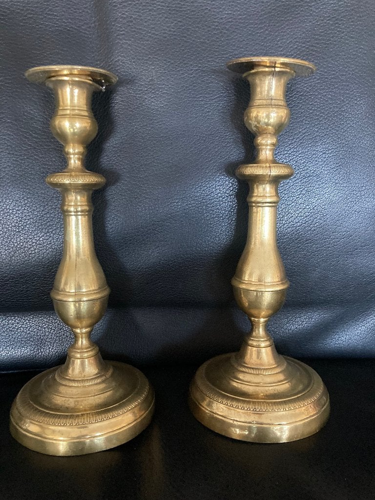 Paar 19e eeuwse kandelaars, Ophalen of Verzenden, Koper of Brons