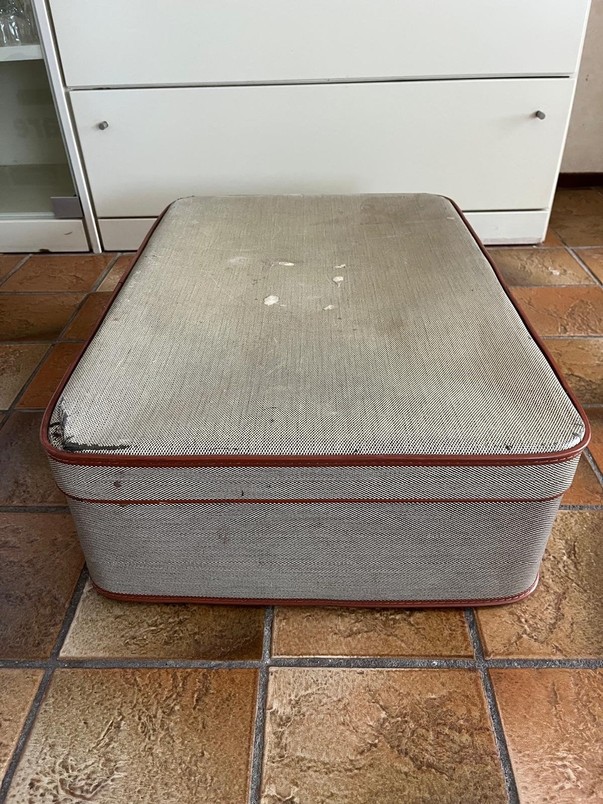 Vintage Koffer - Grijs met Roodbruine Details, Ophalen, 30 cm of meer, Gebruikt, Minder dan 35 cm