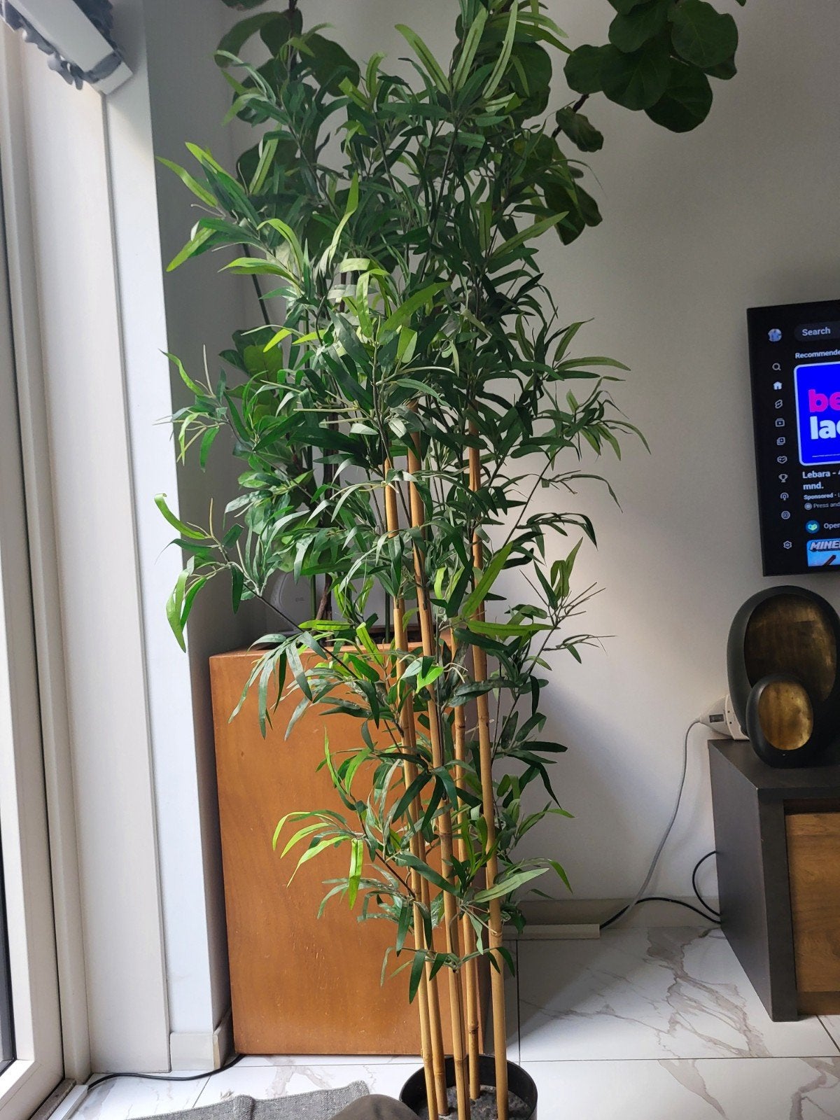 Grote kunst bamboe plant - 170 cm hoog, Binnen, Groen, Kunstplant, Ophalen of Verzenden