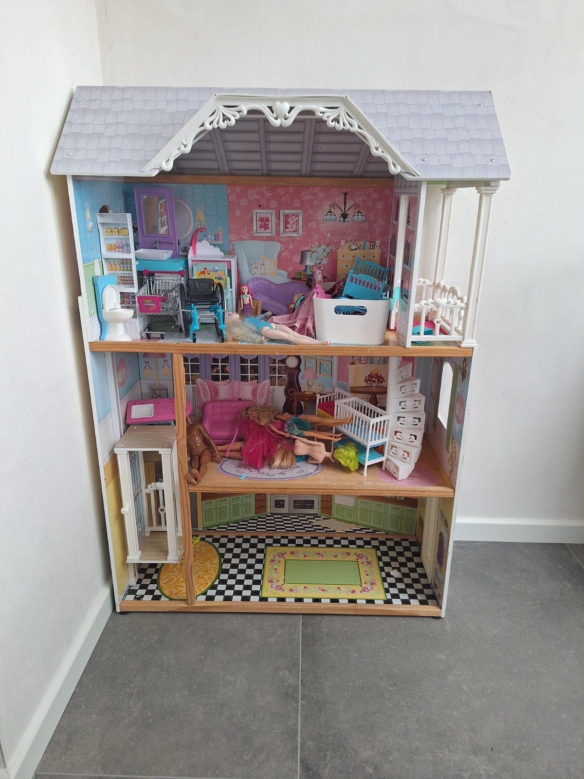 Groot Barbiehuis - Exclusief Inhoud, Ophalen, Gebruikt, Poppenhuis