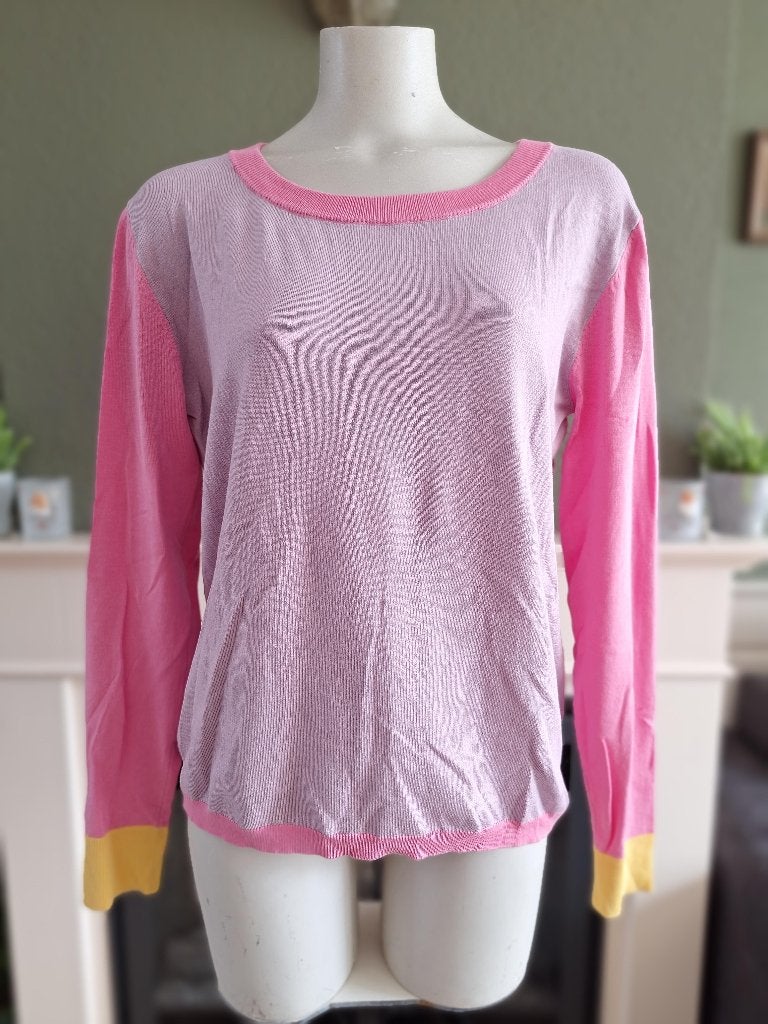 Costa Mani lila roze gele trui sweater M 38, Maat 38/40 (M), Verzenden, Costa Mani, Zo goed als nieuw
