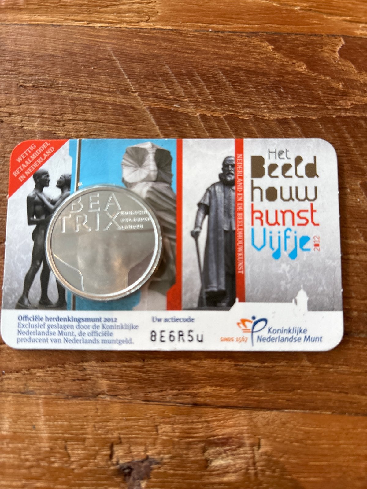 Zwaar verzilverde 5 euro munt "Beeldhouwkunst" 2012, Koningin Beatrix, Zilver, Euro's, Ophalen of Verzenden