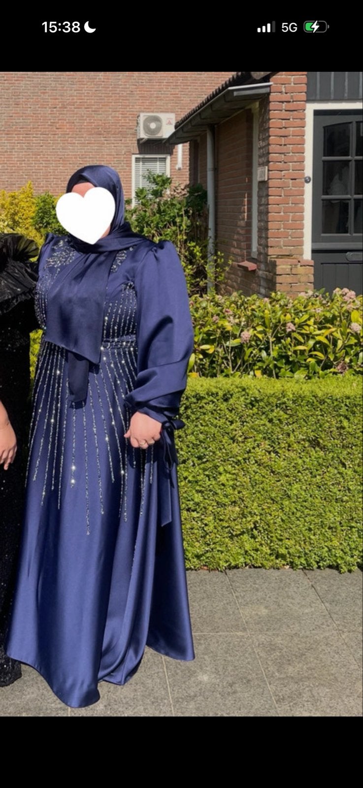 Elegante marineblauwe galajurk met pailletten, Galajurk, Blauw, Maat 46/48 (XL) of groter, Ophalen of Verzenden