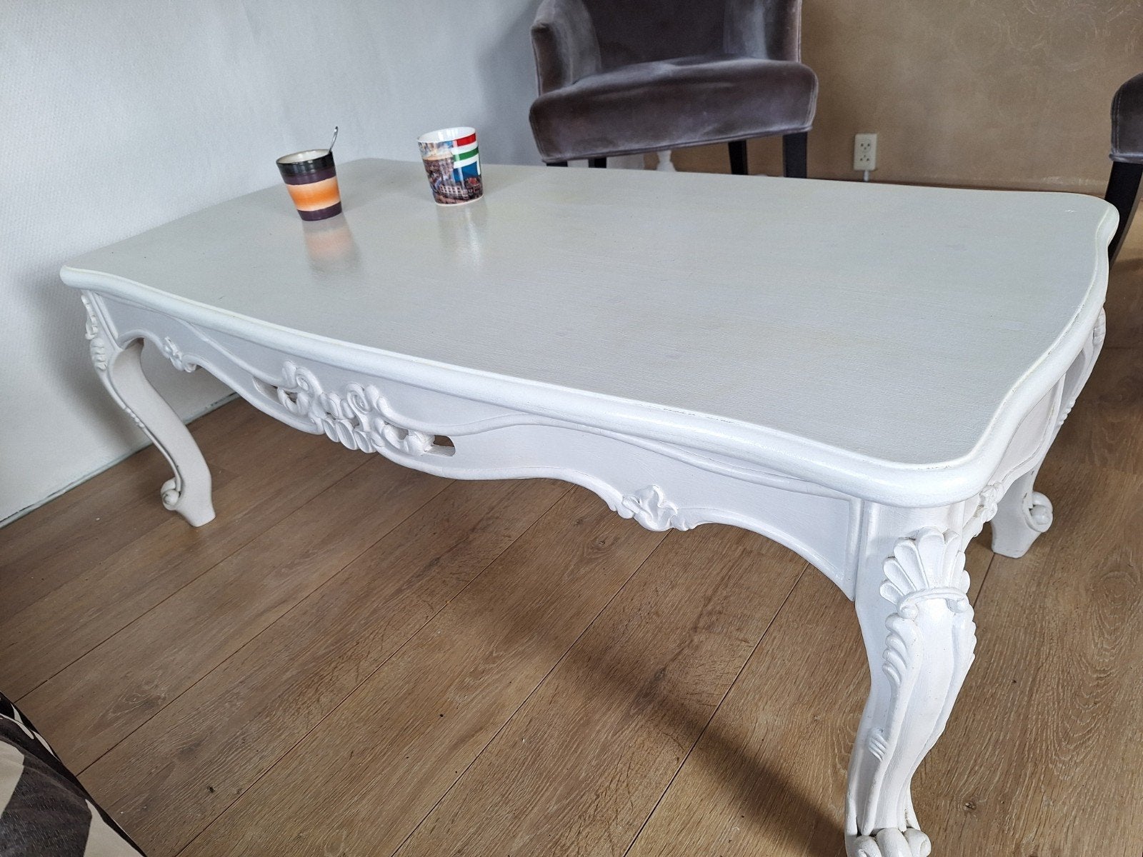 Vintage salontafel wit - 120x60x45cm, Huis en Inrichting, Tafels | Salontafels, Ophalen, Gebruikt, 100 tot 150 cm, Vintage, Klassiek, Brocante