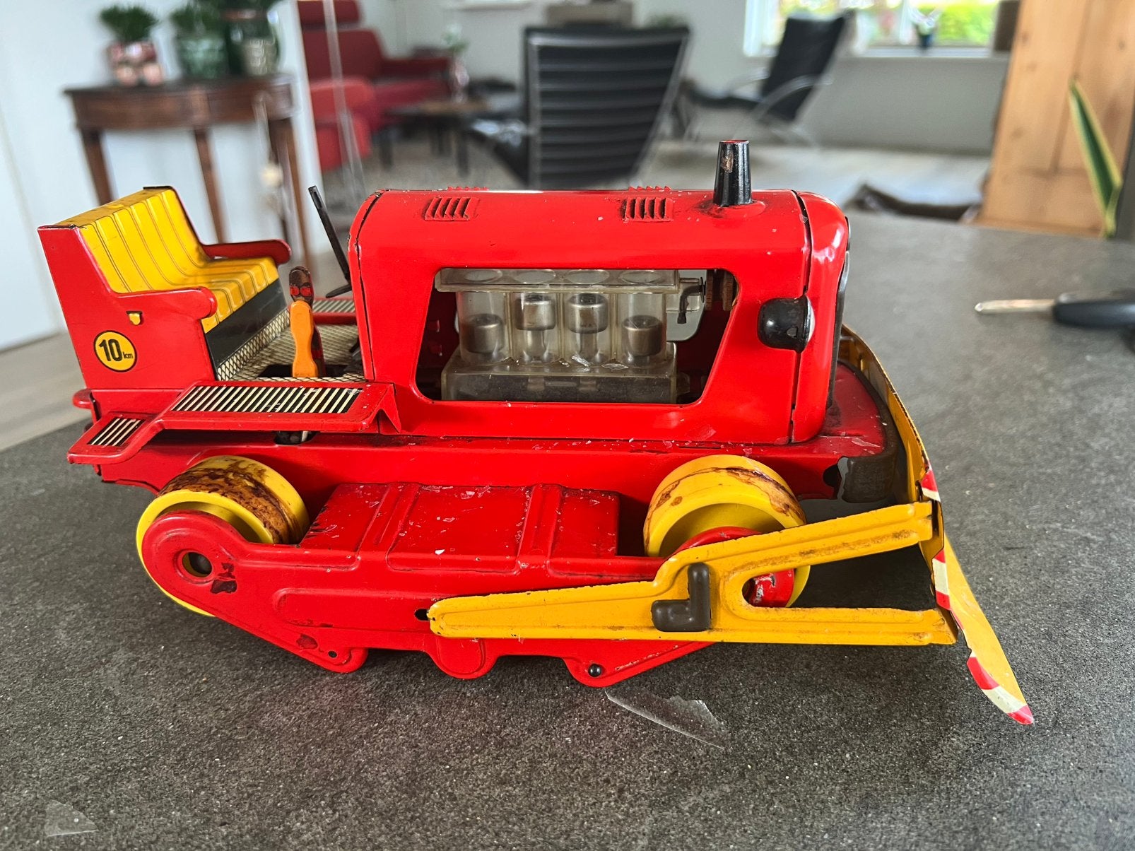 Blikken bulldozer uit de jaren 60 Oostduits, Antiek en Kunst, Ophalen