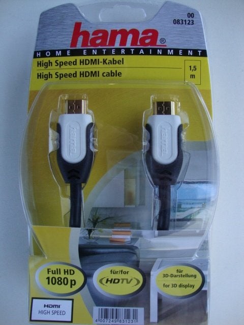 HAMA HDMI KABEL 1,5 M FULL HD 3D HIGH SPEED GOLD STEKKER TV, Ophalen of Verzenden, Nieuw, Minder dan 2 meter, HDMI-kabel