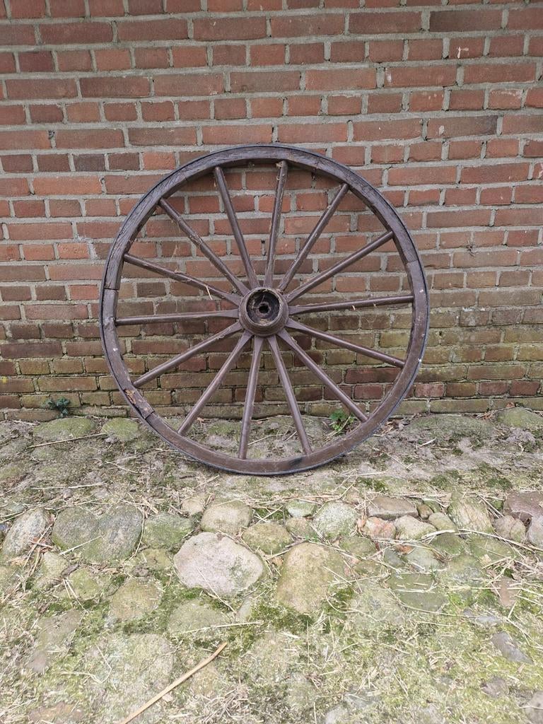 Antiek wagenwiel - Decoratief houten wiel 98cm, Antiek en Kunst, Antiek | Overige Antiek, Ophalen