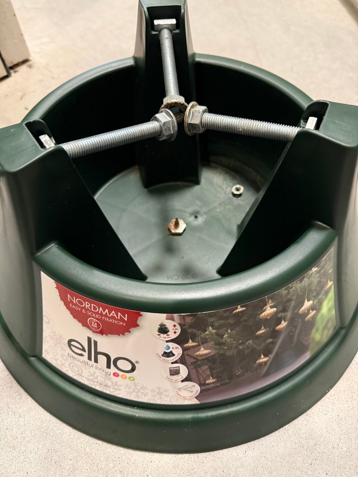 ZGAN stevige kerstboomstandaard ELHO Nordman 39 cm doorsnede, Ophalen of Verzenden, Zo goed als nieuw