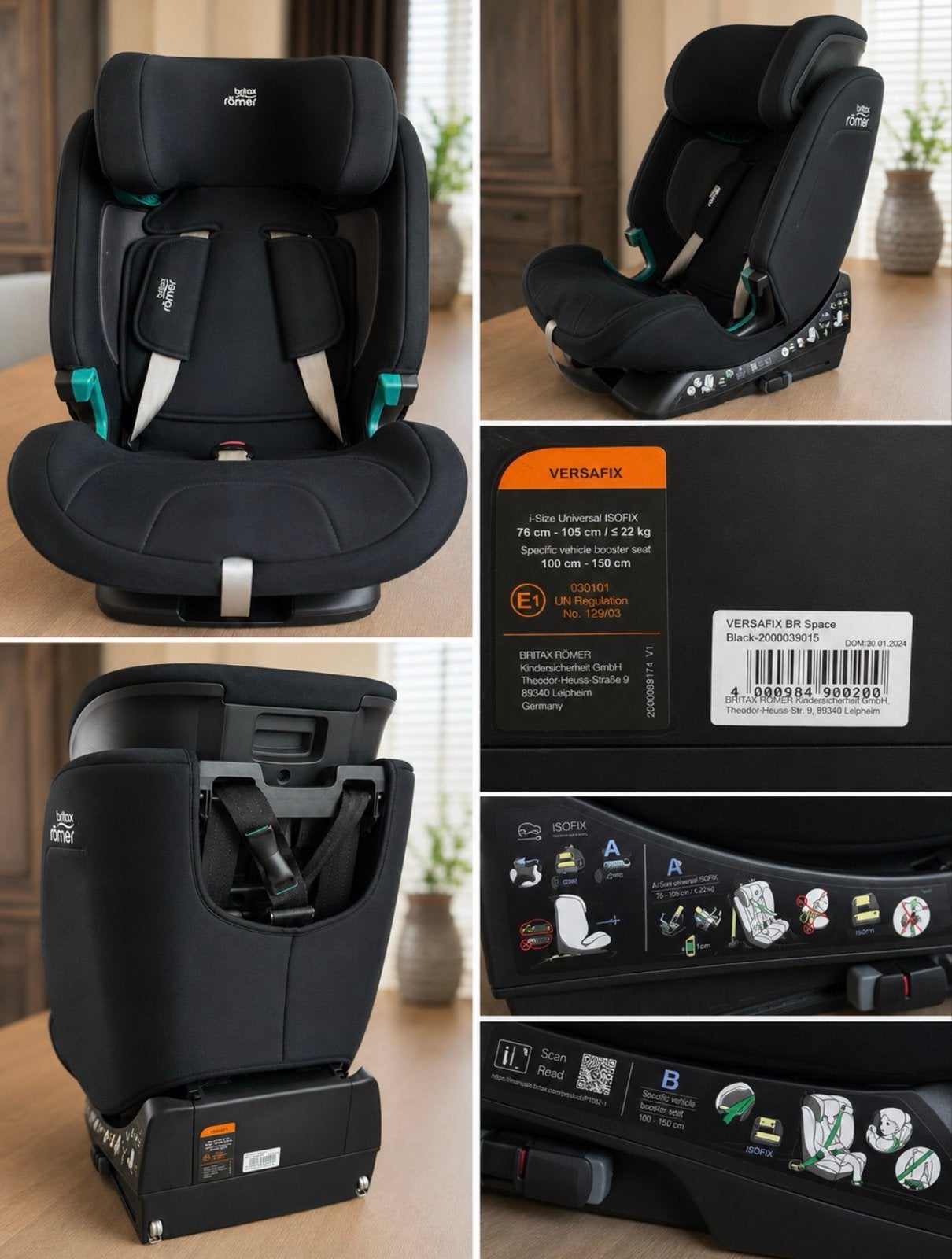Britax Römer VERSAFIX Autostoel - Space Black (9-36 kg), Romer, Gebruikt, Verstelbare rugleuning, Ophalen of Verzenden
