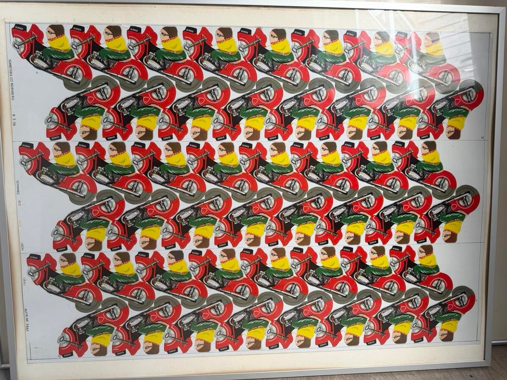 Zeldzame Schuco lithografische druk productieplaat ingelijst, Antiek en Kunst, Antiek | Speelgoed, Ophalen of Verzenden