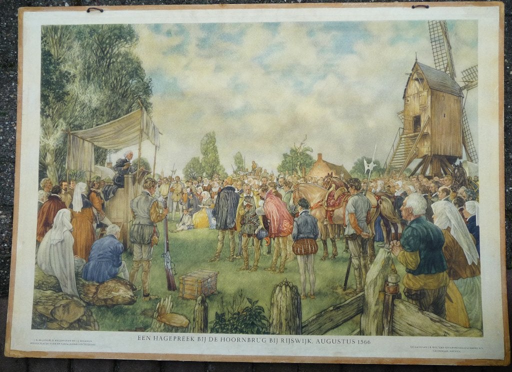 Oude schoolplaat van 1920 met een Hagepreek, Ophalen of Verzenden, Geschiedenis