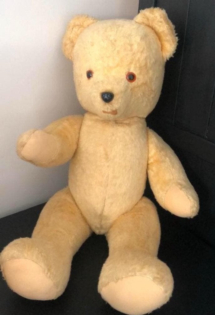 Oude vintage grote beer teddybeer, jaren 60/70, Ophalen, Gebruikt, Stoffen beer, Overige merken