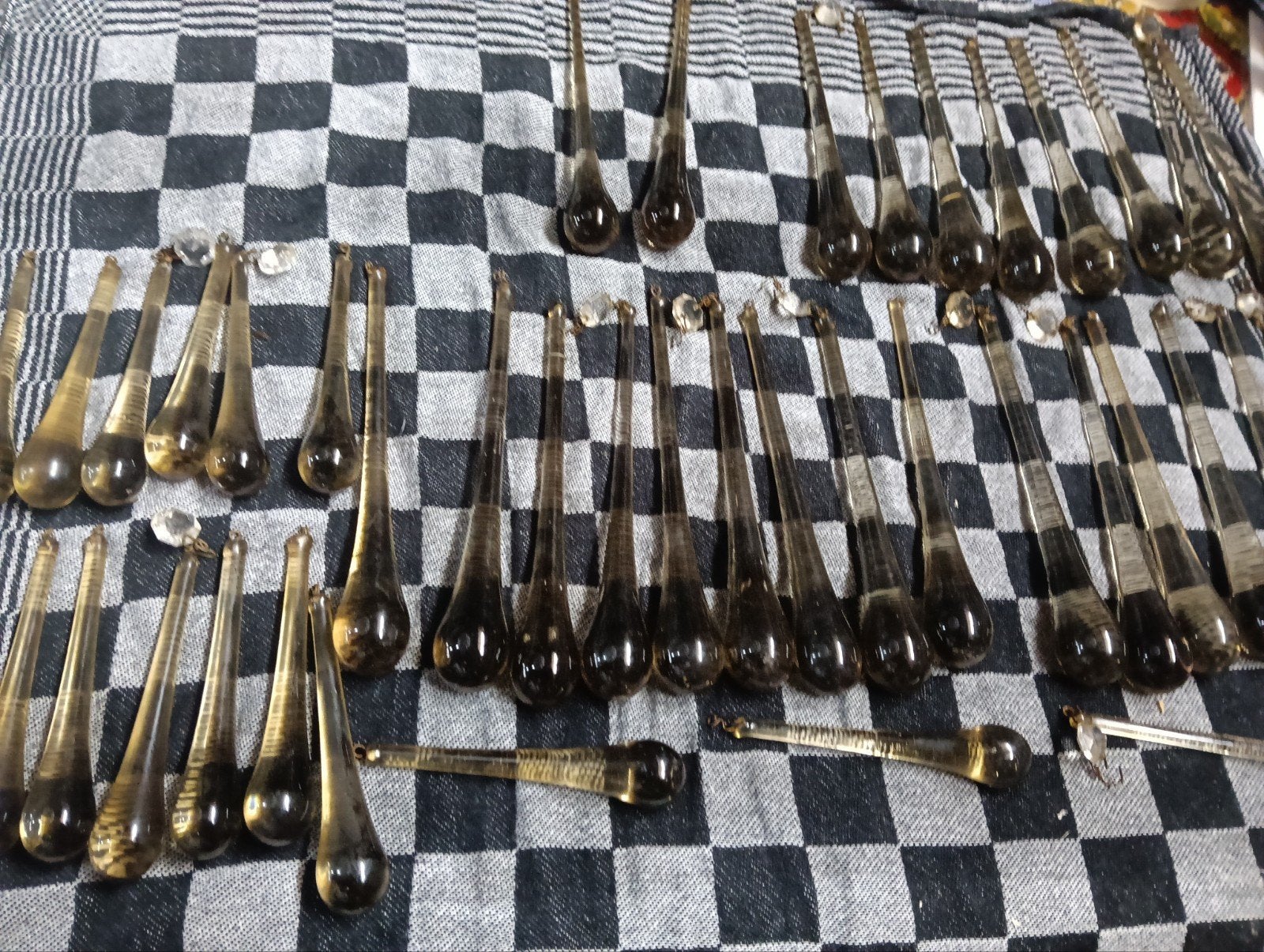 Glazen handgeblazen pegels voor kroonluchter - 53 stuks, Ophalen of Verzenden