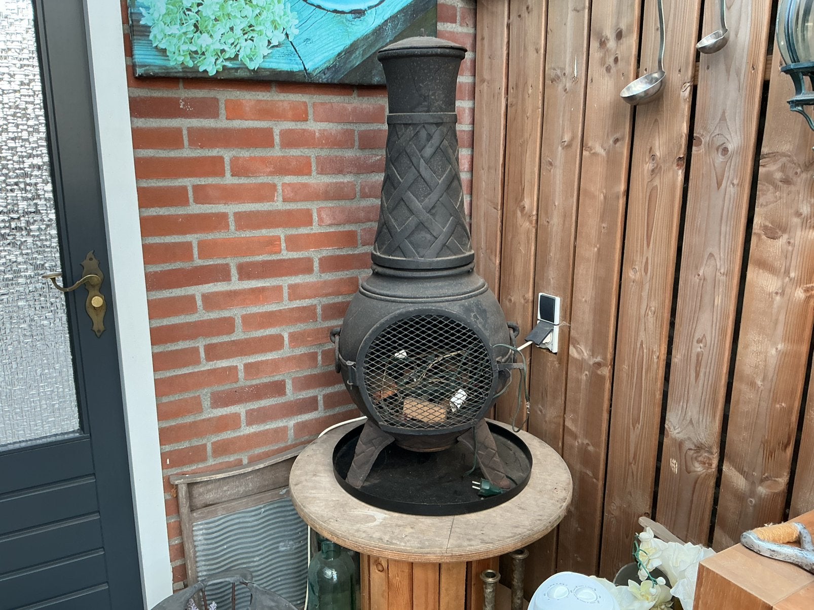 Vuurkorf een meter hoog, Ophalen, Zo goed als nieuw