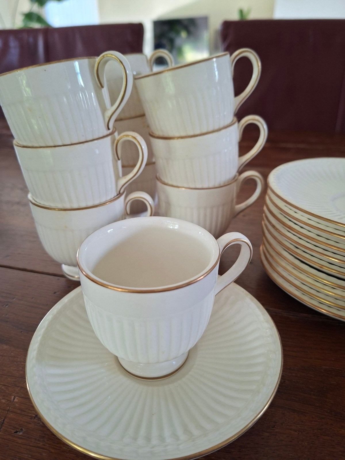 Wedgwood Jubilee Kop en Schotel - Onbeschadigd, Ophalen of Verzenden, Zo goed als nieuw, Porselein, Kop(pen) en/of Schotel(s)