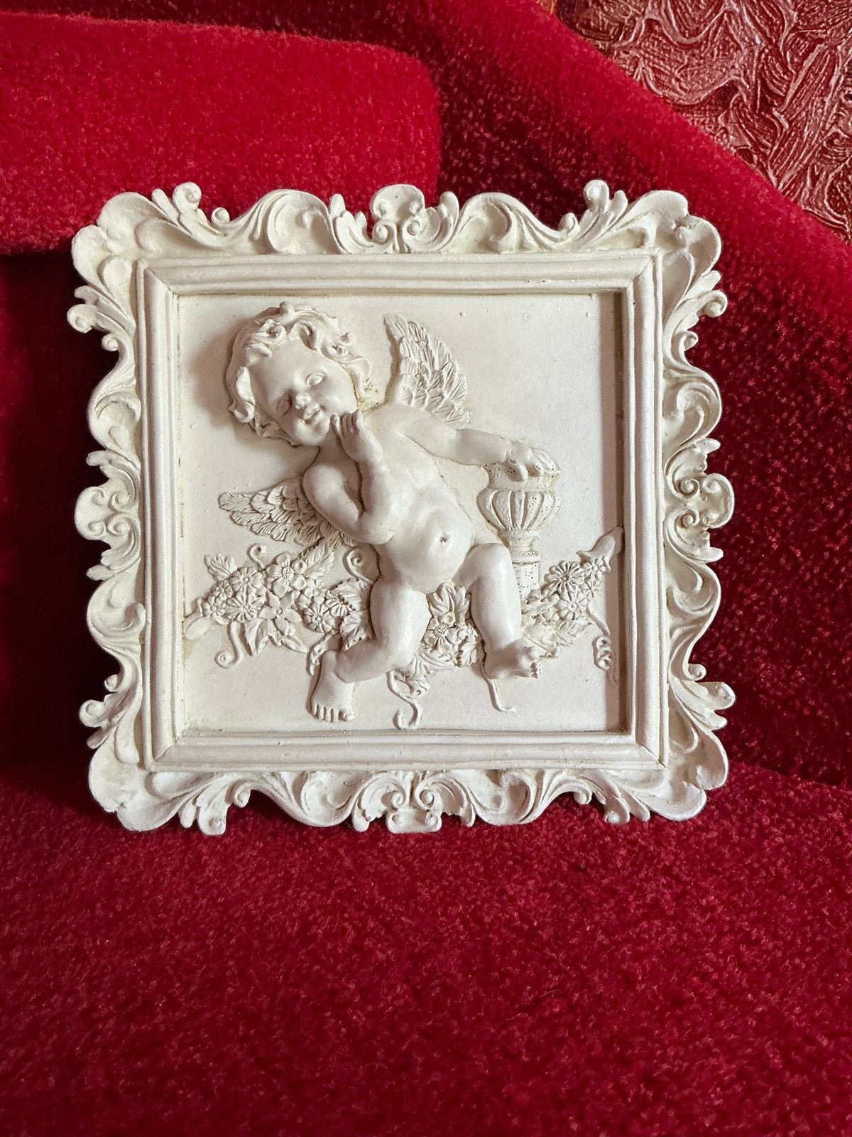Vintage engel wanddecoratie ❤️ engel/putti, Wandsculptuur, Gebruikt, 17 cm, Vintage
