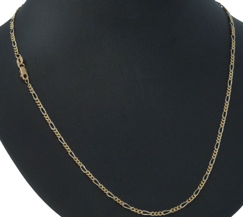 Figaro 14k gouden dames ketting bicolor karabijn slot fraai, Voordeelsieraden, Ophalen of Verzenden, Zo goed als nieuw, Met edelsteen