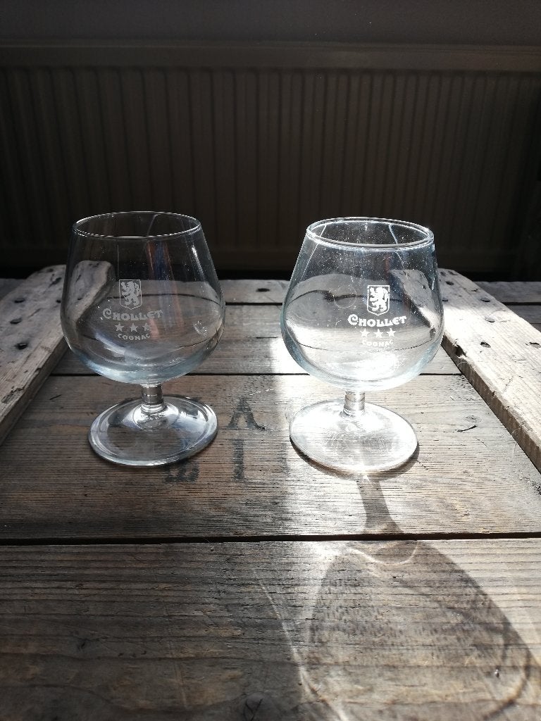 2x Chollet Cognac Glazen, Ophalen of Verzenden, Zo goed als nieuw, Overige typen