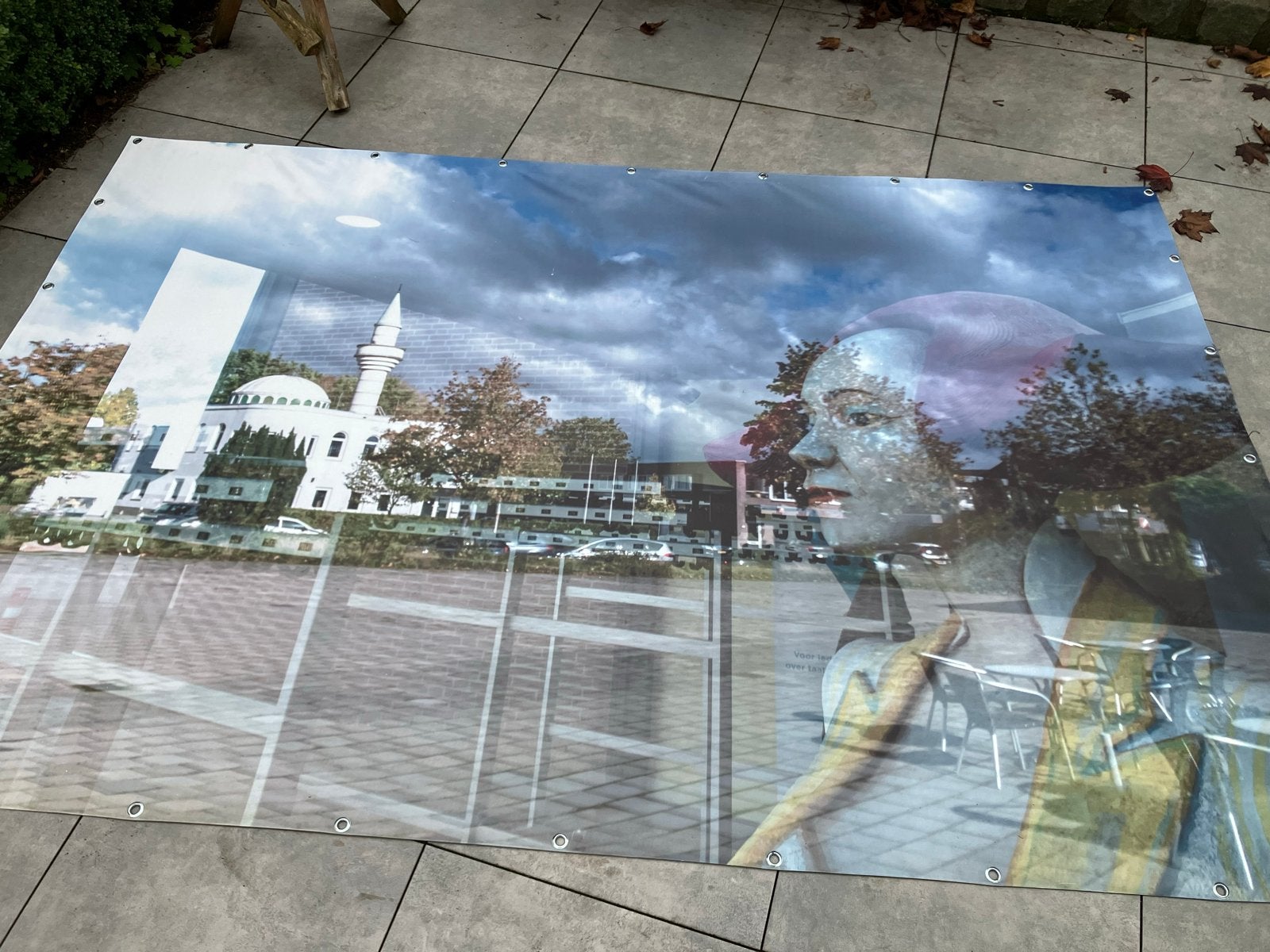 Tuinposter 3x2m PVC met bevestigingsogen, Ophalen, Gebruikt