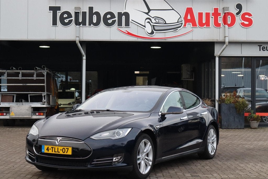 Tesla Model S 85 Base 87% SOH, Cruise control, Camera, Leder, Auto's, Tesla, Gebruikt, 85 kWh, 367 pk, Grijs